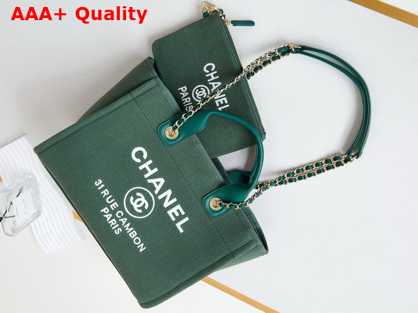 Chanel Small Shopping Bag in Green Mixed Fibers Calfskin and Gold Tone Metal AS3257 Replica