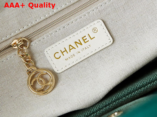 Chanel Small Shopping Bag in Green Mixed Fibers Calfskin and Gold Tone Metal AS3257 Replica