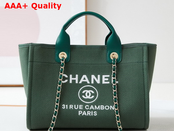 Chanel Small Shopping Bag in Green Mixed Fibers Calfskin and Gold Tone Metal AS3257 Replica