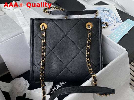 Chanel Small Shopping Tote Bag in Black Calf Leather Replica