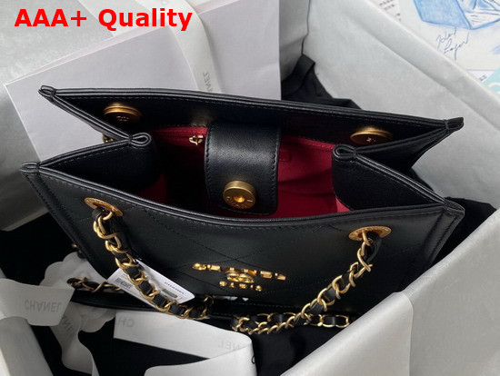 Chanel Small Shopping Tote Bag in Black Calf Leather Replica