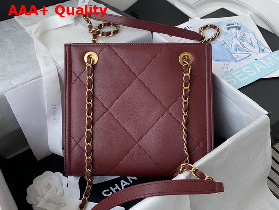 Chanel Small Shopping Tote Bag in Bordeaux Calf Leather Replica