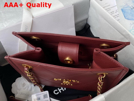 Chanel Small Shopping Tote Bag in Bordeaux Calf Leather Replica