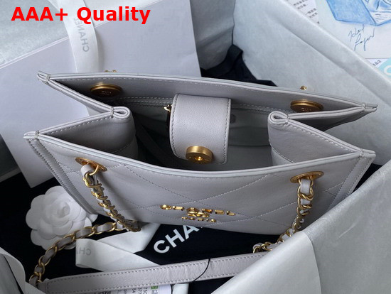 Chanel Small Shopping Tote Bag in Light Grey Calf Leather Replica