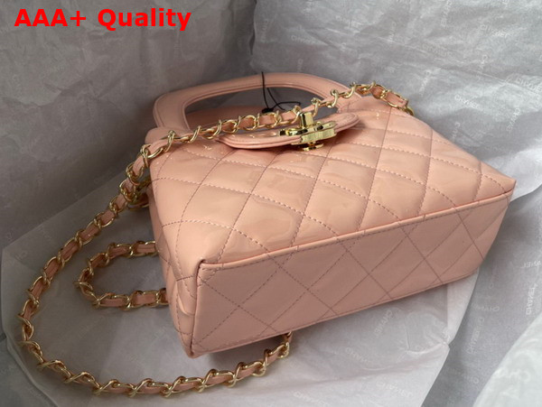 Chanel Small Tote Bag in Beige Patent Leather Replica