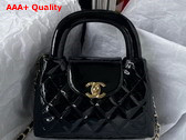 Chanel Small Tote Bag in Black Patent Leather Replica