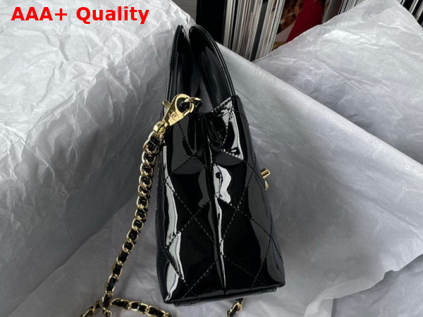 Chanel Small Tote Bag in Black Patent Leather Replica