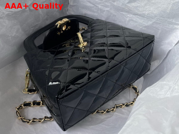 Chanel Small Tote Bag in Black Patent Leather Replica