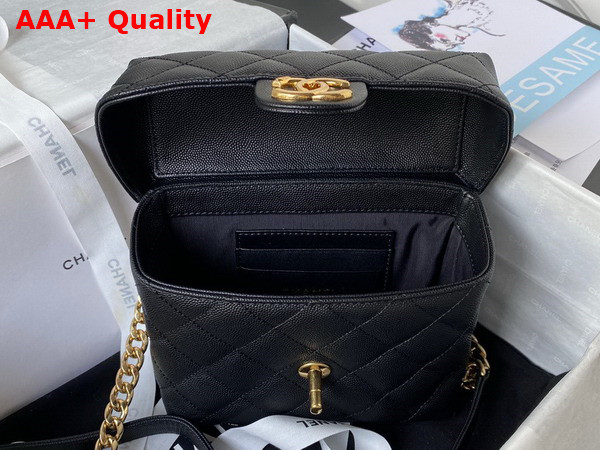 Chanel Small Vanity Case Black Grained Calfskin Gold Tone Metal Ref AS3729 Replica