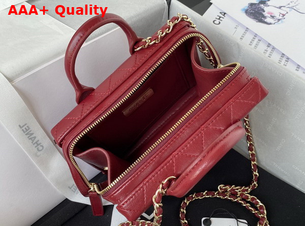 Chanel Small Vanity Case Burgundy Calfskin Gold Tone Metal AS3344 Replica