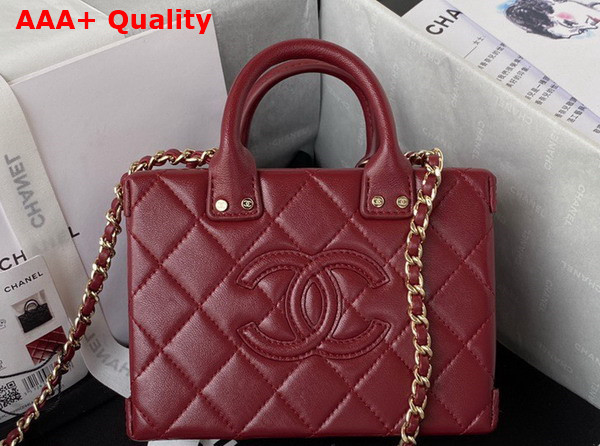 Chanel Small Vanity Case Burgundy Calfskin Gold Tone Metal AS3344 Replica