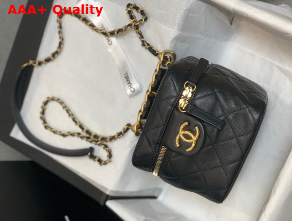 Chanel Small Vanity Case Calfskin Gold Tone Metal Black Ref AS3228 Replica