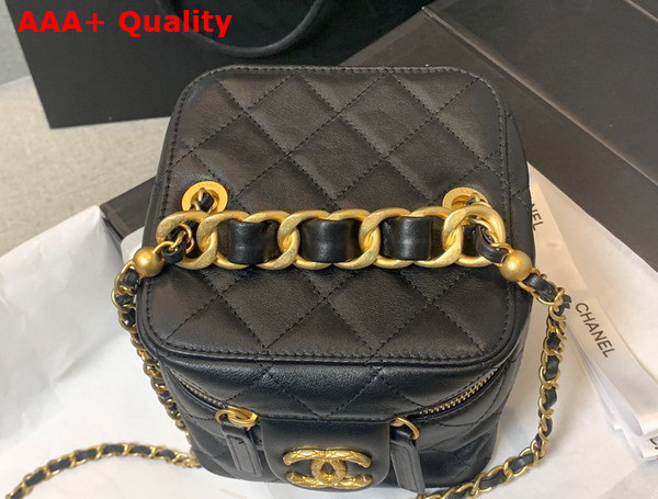 Chanel Small Vanity Case Calfskin Gold Tone Metal Black Ref AS3228 Replica