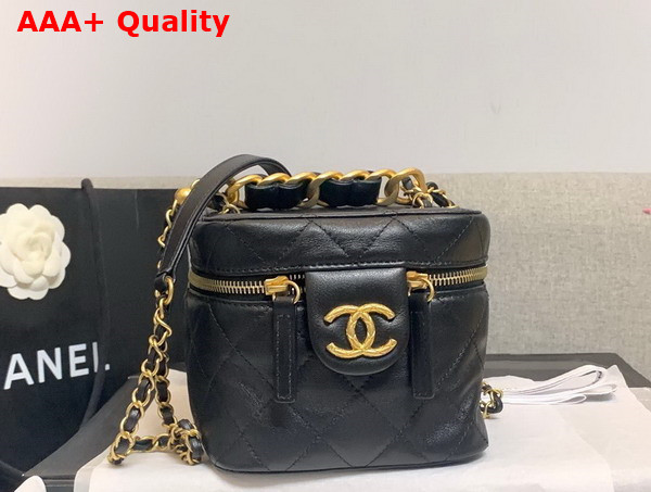 Chanel Small Vanity Case Calfskin Gold Tone Metal Black Ref AS3228 Replica