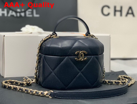 Chanel Small Vanity Case Lambskin Gold Metal Navy Blue AS2630 Replica