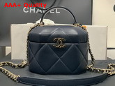 Chanel Small Vanity Case Lambskin Gold Metal Navy Blue AS2630 Replica