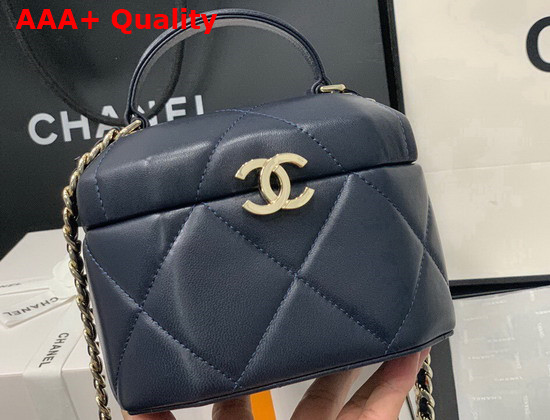 Chanel Small Vanity Case Lambskin Gold Metal Navy Blue AS2630 Replica