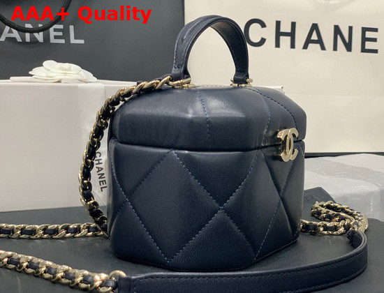 Chanel Small Vanity Case Lambskin Gold Metal Navy Blue AS2630 Replica