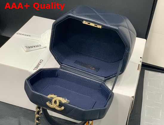 Chanel Small Vanity Case Lambskin Gold Metal Navy Blue AS2630 Replica