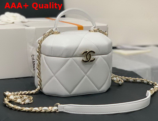 Chanel Small Vanity Case Lambskin Gold Metal White AS2630 Replica