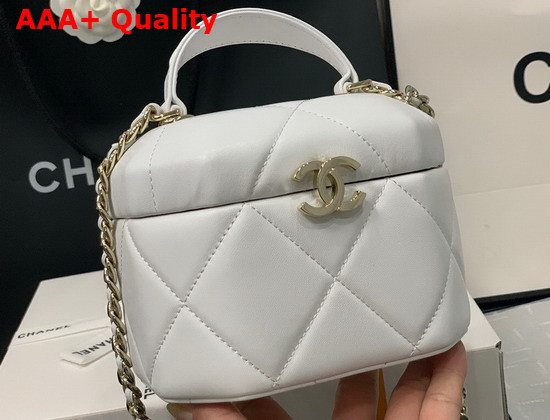 Chanel Small Vanity Case Lambskin Gold Metal White AS2630 Replica