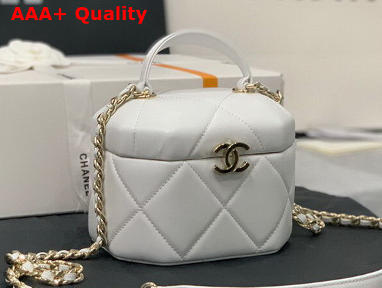 Chanel Small Vanity Case Lambskin Gold Metal White AS2630 Replica