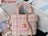 Chanel Small Vanity Case Pink and Milky White Tweed Lambskin and Gold Tone Metal AS3973 Replica