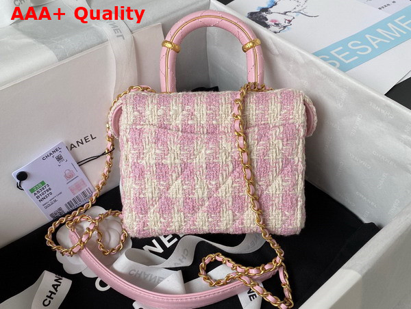 Chanel Small Vanity Case Pink and Milky White Tweed Lambskin and Gold Tone Metal AS3973 Replica