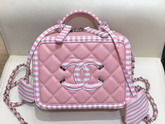 Chanel Small Vanity Case Pink and White Grained Calfskin A93342