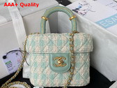 Chanel Small Vanity Case Tweed Lambskin and Gold Tone Metal Pale Blue and Milky White AS3973 Replica