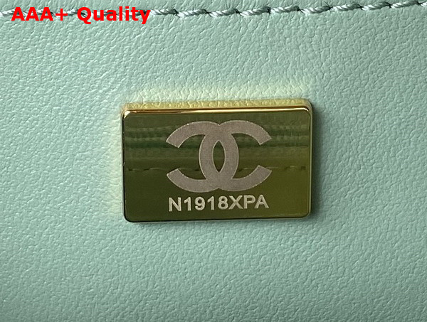 Chanel Small Vanity Case Tweed Lambskin and Gold Tone Metal Pale Blue and Milky White AS3973 Replica