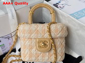 Chanel Small Vanity Case Tweed Lambskin and Gold Tone Metal Yellow and Milky White AS3973 Replica