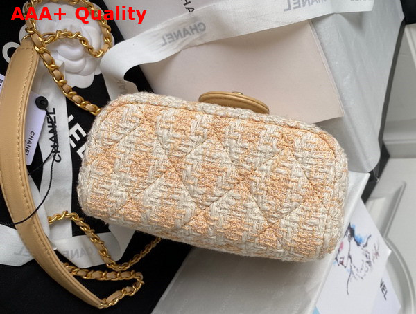 Chanel Small Vanity Case Tweed Lambskin and Gold Tone Metal Yellow and Milky White AS3973 Replica