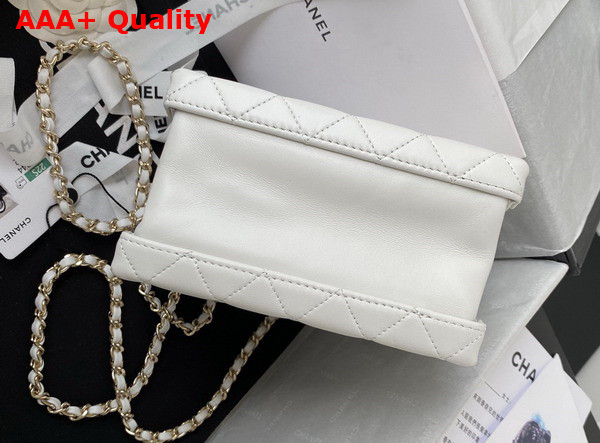 Chanel Small Vanity Case White Calfskin Gold Tone Metal AS3344 Replica