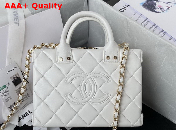 Chanel Small Vanity Case White Calfskin Gold Tone Metal AS3344 Replica