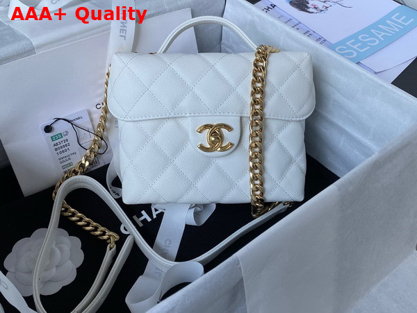 Chanel Small Vanity Case White Grained Calfskin Gold Tone Metal Ref AS3729 Replica