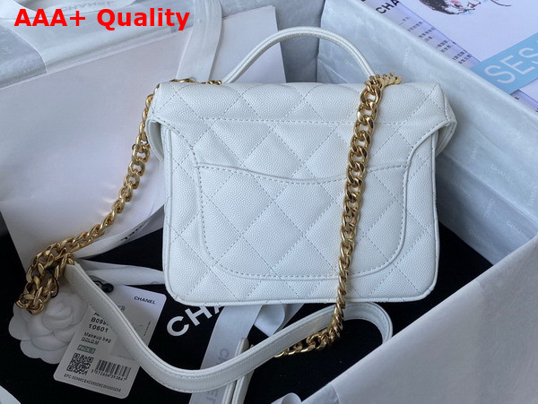 Chanel Small Vanity Case White Grained Calfskin Gold Tone Metal Ref AS3729 Replica