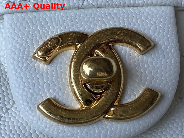 Chanel Small Vanity Case White Grained Calfskin Gold Tone Metal Ref AS3729 Replica