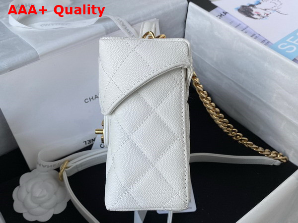 Chanel Small Vanity Case White Grained Calfskin Gold Tone Metal Ref AS3729 Replica