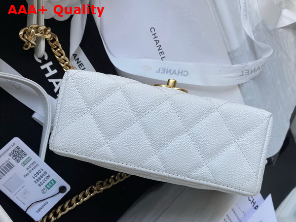 Chanel Small Vanity Case White Grained Calfskin Gold Tone Metal Ref AS3729 Replica