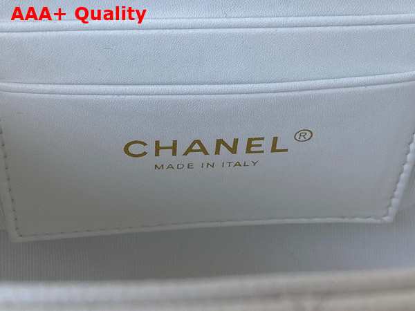 Chanel Small Vanity Case White Grained Calfskin Gold Tone Metal Ref AS3729 Replica