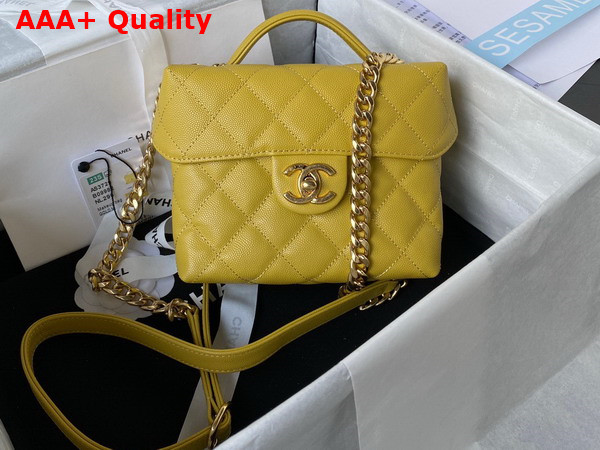 Chanel Small Vanity Case Yellow Grained Calfskin Gold Tone Metal Ref AS3729 Replica