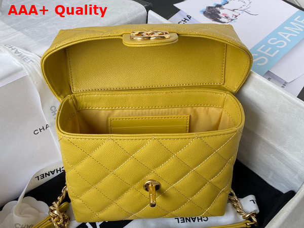 Chanel Small Vanity Case Yellow Grained Calfskin Gold Tone Metal Ref AS3729 Replica