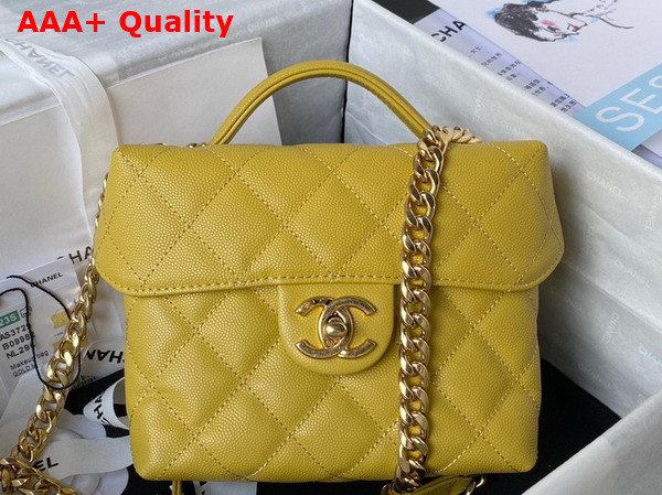 Chanel Small Vanity Case Yellow Grained Calfskin Gold Tone Metal Ref AS3729 Replica