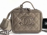 Chanel Small Vanity Case in Antique Silver Grained Metallic Lambskin