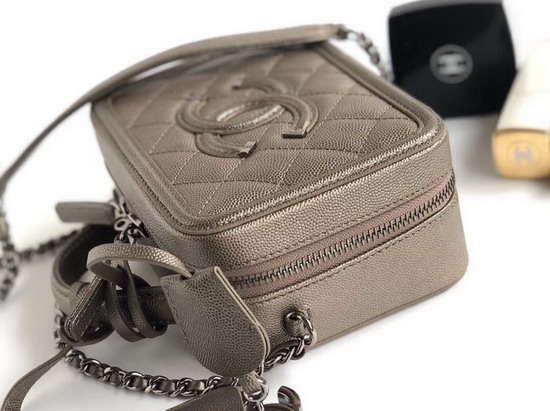 Chanel Small Vanity Case in Antique Silver Grained Metallic Lambskin