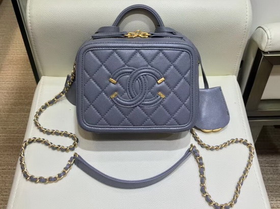 Chanel Small Vanity Case in Grey Caviar Leather