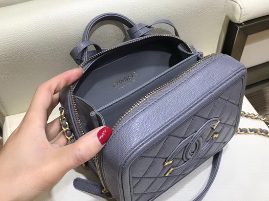 Chanel Small Vanity Case in Grey Caviar Leather