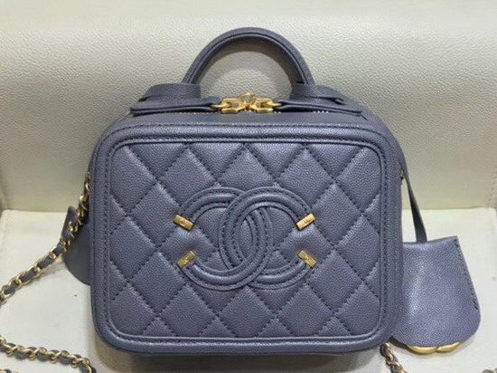 Chanel Small Vanity Case in Grey Caviar Leather