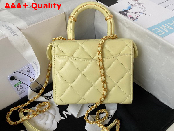 Chanel Small Vanity Case in Light Yellow Lambskin and Gold Tone Metal AS3973 Replica